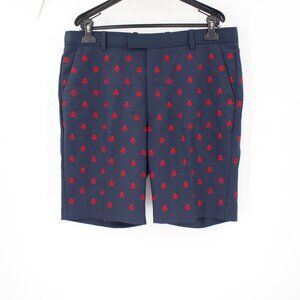 G/Fore Chino Shorts Mens 36 9" Blue Golf Casual All Over Embroidered Big Skulls